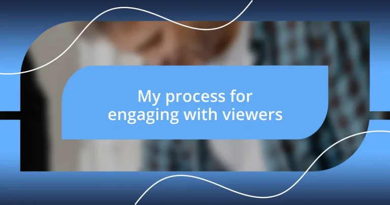 My process for engaging with viewers